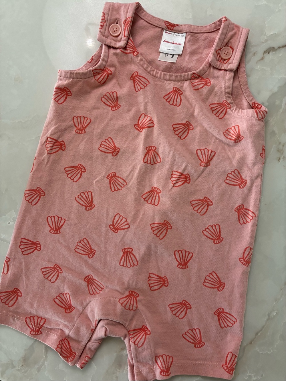 Hanna Andersson Shell-Print Sleeveless Pajama Romper